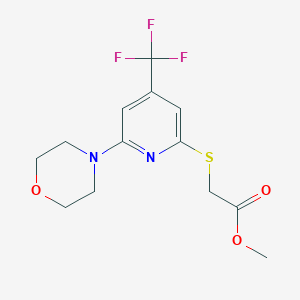molecular formula C13H15F3N2O3S B1434021 甲基（6-吗啉-4'-基-4-(三氟甲基)吡啶-2-基硫烷基）乙酸酯 CAS No. 1053659-80-5