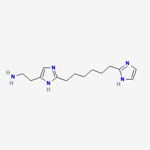 molecular formula C14H23N5 B14340247 2-(2-(6-(1H-Imidazol-2-yl)hexyl)-1H-imidazol-5-yl)ethanamine CAS No. 98890-43-8