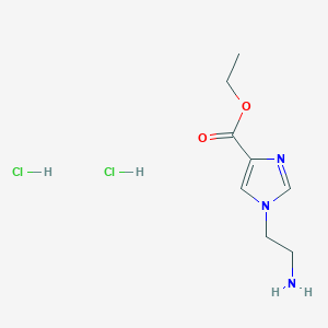molecular formula C8H15Cl2N3O2 B1434032 1-(2-氨基乙基)-1H-咪唑-4-羧酸乙酯二盐酸盐 CAS No. 1787868-42-1