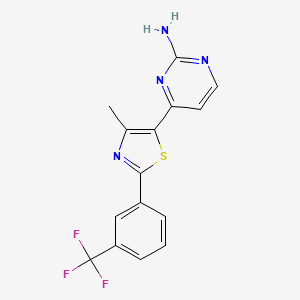molecular formula C15H11F3N4S B1434087 4-{4-甲基-2-[3-(三氟甲基)苯基]-1,3-噻唑-5-基}嘧啶-2-胺 CAS No. 499795-87-8