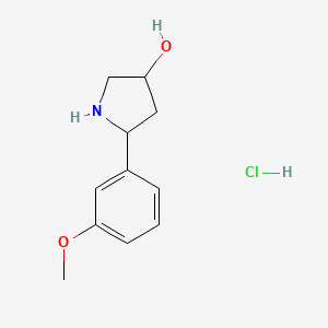 molecular formula C11H16ClNO2 B1434097 5-(3-Methoxyphenyl)pyrrolidin-3-ol hydrochloride CAS No. 1803611-82-6