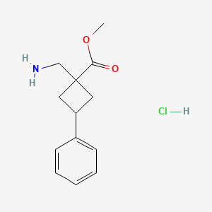 molecular formula C13H18ClNO2 B1434119 1-(氨甲基)-3-苯基环丁烷-1-甲酸甲酯盐酸盐 CAS No. 1803585-48-9