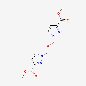 molecular formula C12H14N4O5 B1434125 二甲基 1,1'-[氧代双(亚甲基)]双(1H-吡唑-3-羧酸酯) CAS No. 1858251-14-5