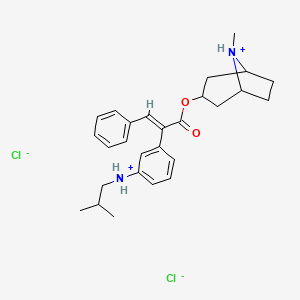 molecular formula C27H36Cl2N2O2 B14341340 [3-[(E)-3-[(8-methyl-8-azoniabicyclo[3.2.1]octan-3-yl)oxy]-3-oxo-1-phenylprop-1-en-2-yl]phenyl]-(2-methylpropyl)azanium;dichloride CAS No. 100908-74-5