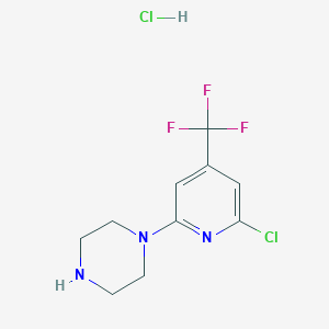 molecular formula C10H12Cl2F3N3 B1434141 1-[6-氯-4-(三氟甲基)-2-吡啶基]哌嗪盐酸盐 CAS No. 1432053-96-7