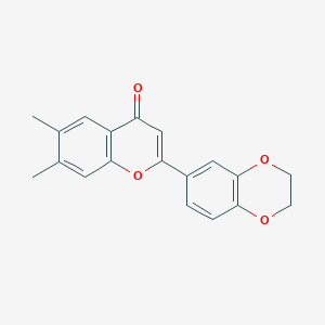 molecular formula C19H16O4 B14341450 2-(2,3-dihydrobenzo[b][1,4]dioxin-6-yl)-6,7-dimethyl-4H-chromen-4-one 