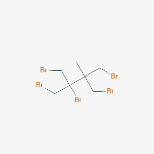 molecular formula C7H11Br5 B14341522 1,2,4-Tribromo-2,3-bis(bromomethyl)-3-methylbutane CAS No. 92886-05-0