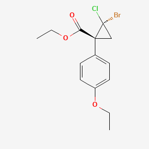 molecular formula C14H16BrClO3 B14341536 Cyclopropanecarboxylic acid, 2-bromo-2-chloro-1-(4-ethoxyphenyl)-, ethyl ester, cis- CAS No. 101492-47-1