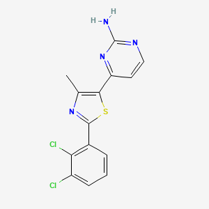 molecular formula C14H10Cl2N4S B1434157 4-[2-(2,3-二氯苯基)-4-甲基-1,3-噻唑-5-基]嘧啶-2-胺 CAS No. 499795-85-6