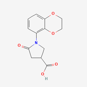 molecular formula C13H13NO5 B1434167 1-(2,3-Dihydro-1,4-benzodioxin-5-yl)-5-oxopyrrolidine-3-carboxylic acid CAS No. 1858256-71-9