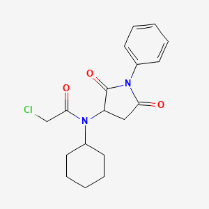 molecular formula C18H21ClN2O3 B1434171 2-Chloro-N-cyclohexyl-N-(2,5-dioxo-1-phenylpyrrolidin-3-yl)acetamide CAS No. 1858240-89-7