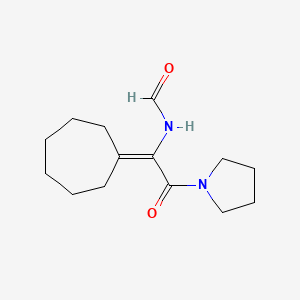 molecular formula C14H22N2O2 B14341719 Formamide, N-(1-cycloheptylidene-2-oxo-2-(1-pyrrolidinyl)ethyl)- CAS No. 99506-23-7