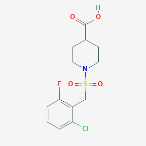 molecular formula C13H15ClFNO4S B1434175 1-[(2-Chloro-6-fluorobenzyl)sulfonyl]piperidine-4-carboxylic acid CAS No. 1858256-24-2