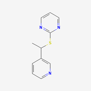 molecular formula C11H11N3S B14342495 2-{[1-(Pyridin-3-yl)ethyl]sulfanyl}pyrimidine CAS No. 95016-55-0