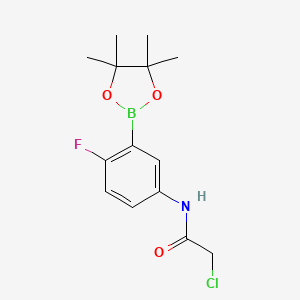 molecular formula C14H18BClFNO3 B1434251 2-chloro-N-(4-fluoro-3-(4,4,5,5-tetramethyl-1,3,2-dioxaborolan-2-yl)phenyl)acetamide CAS No. 1704121-67-4