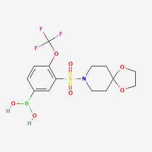 molecular formula C14H17BF3NO7S B1434252 (3-(1,4-Dioxa-8-azaspiro[4.5]decan-8-ylsulfonyl)-4-(trifluoromethoxy)phenyl)boronic acid CAS No. 1704069-26-0