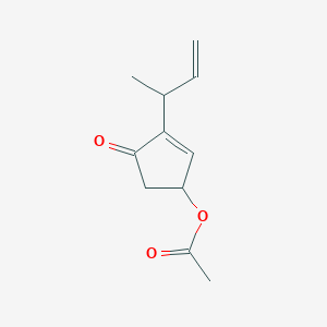 molecular formula C11H14O3 B14342571 3-(But-3-en-2-yl)-4-oxocyclopent-2-en-1-yl acetate CAS No. 93913-10-1