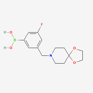 molecular formula C14H19BFNO4 B1434268 (3-(1,4-Dioxa-8-azaspiro[4.5]decan-8-ylmethyl)-5-fluorophenyl)boronic acid CAS No. 1704074-61-2