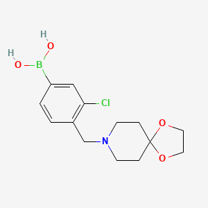 molecular formula C14H19BClNO4 B1434284 (4-(1,4-二氧杂-8-氮杂螺[4.5]癸-8-基甲基)-3-氯苯)硼酸 CAS No. 1704074-53-2