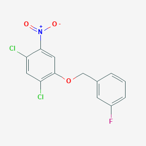 molecular formula C13H8Cl2FNO3 B1434297 1,5-二氯-2-[(3-氟苯基)甲氧基]-4-硝基苯 CAS No. 1708126-05-9
