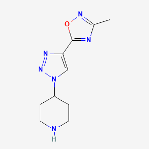 molecular formula C10H14N6O B1434299 3-甲基-5-(1-(哌啶-4-基)-1H-1,2,3-三唑-4-基)-1,2,4-噁二唑 CAS No. 1707594-37-3