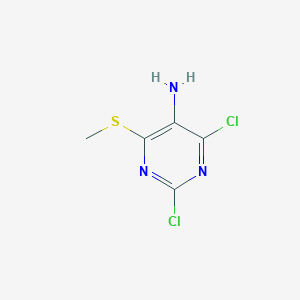 molecular formula C5H5Cl2N3S B1434318 2,4-Dichloro-6-(methylthio)pyrimidin-5-amine CAS No. 1630906-59-0