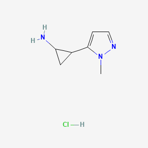 molecular formula C7H12ClN3 B1434319 2-(1-甲基-1H-吡唑-5-基)环丙-1-胺盐酸盐 CAS No. 1820711-56-5