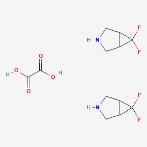 molecular formula C12H16F4N2O4 B1434323 6,6-Difluoro-3-azabicyclo[3.1.0]hexane hemioxalate CAS No. 1630906-58-9