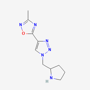 molecular formula C10H14N6O B1434362 3-methyl-5-(1-(pyrrolidin-2-ylmethyl)-1H-1,2,3-triazol-4-yl)-1,2,4-oxadiazole CAS No. 1955540-05-2
