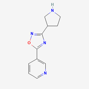 molecular formula C11H12N4O B1434372 5-(Pyridin-3-yl)-3-(pyrrolidin-3-yl)-1,2,4-oxadiazole CAS No. 1256835-69-4