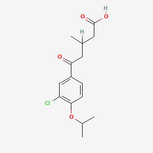 molecular formula C15H19ClO4 B14344439 Benzenepentanoic acid, 3-chloro-beta-methyl-4-(1-methylethoxy)-delta-oxo- CAS No. 99414-57-0