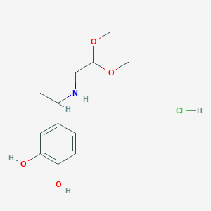 molecular formula C12H20ClNO4 B14344527 4-[1-(2,2-Dimethoxyethylamino)ethyl]benzene-1,2-diol;hydrochloride CAS No. 92366-89-7