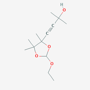 molecular formula C13H22O4 B14344530 4-(2-Ethoxy-4,5,5-trimethyl-1,3-dioxolan-4-yl)-2-methylbut-3-yn-2-ol CAS No. 105115-43-3