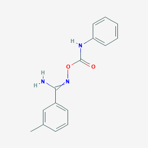 molecular formula C15H15N3O2 B14344633 3-Methyl-N'-[(phenylcarbamoyl)oxy]benzene-1-carboximidamide CAS No. 93474-36-3