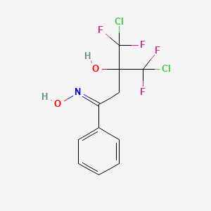 molecular formula C11H9Cl2F4NO2 B14344671 4-Chloro-3-chlorodifluoromethyl-4,4-difluoro-3-hydroxybutyrophenone oxime CAS No. 100700-40-1