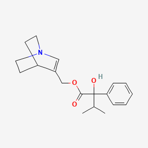 molecular formula C19H25NO3 B14344674 1-Azabicyclo[2.2.2]oct-2-en-3-ylmethyl 2-hydroxy-3-methyl-2-phenylbutanoate 