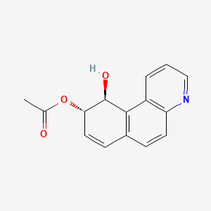 molecular formula C15H13NO3 B14344850 Benzo(f)quinoline-9,10-diol, 9,10-dihydro-, 9-acetate, trans- CAS No. 103620-35-5