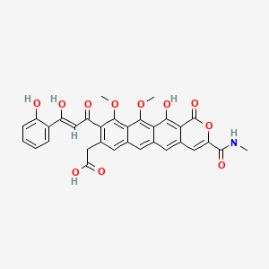 1H-Anthra(2,3-c)pyran-8-acetic acid, 10,11-dimethoxy-12-hydroxy-9-(3-hydroxy-3-(2-hydroxyphenyl)-1-oxo-2-propenyl)-3-((methylamino)carbonyl)-1-oxo-