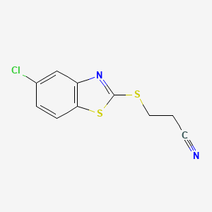 molecular formula C10H7ClN2S2 B14345072 3-[(5-Chloro-1,3-benzothiazol-2-yl)sulfanyl]propanenitrile CAS No. 92064-61-4