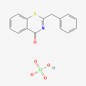 molecular formula C15H12ClNO5S B14345132 2-Benzyl-1,3-benzothiazin-4-one;perchloric acid CAS No. 97189-44-1