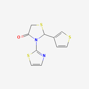 molecular formula C10H8N2OS3 B14345152 3-(1,3-Thiazol-2-yl)-2-(thiophen-3-yl)-1,3-thiazolidin-4-one CAS No. 91259-97-1