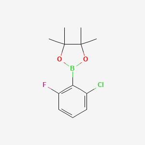 molecular formula C12H15BClFO2 B1434521 2-(2-Chloro-6-fluorophenyl)-4,4,5,5-tetramethyl-1,3,2-dioxaborolane CAS No. 1599432-38-8