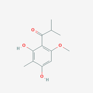 molecular formula C12H16O4 B14345444 1-(2,4-Dihydroxy-6-methoxy-3-methylphenyl)-2-methylpropan-1-one CAS No. 91555-68-9