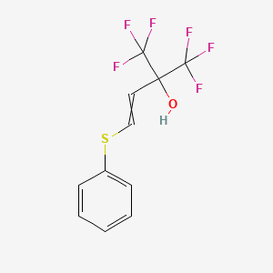 molecular formula C11H8F6OS B14345618 1,1,1-Trifluoro-4-(phenylsulfanyl)-2-(trifluoromethyl)but-3-en-2-ol CAS No. 96569-51-6