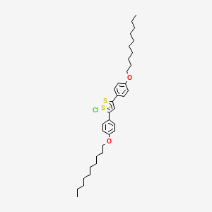 molecular formula C35H51ClO2S2 B14345648 (Z)-Decyl[(4Z)-4-{5-[4-(decyloxy)phenyl]-3H-1,2-dithiol-3-ylidene}cyclohexa-2,5-dien-1-ylidene]oxidanium chloride CAS No. 104165-64-2