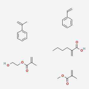 molecular formula C35H48O7 B14345654 2-Hydroxyethyl 2-methylprop-2-enoate;2-methylidenehexanoic acid;methyl 2-methylprop-2-enoate;prop-1-en-2-ylbenzene;styrene CAS No. 98654-22-9