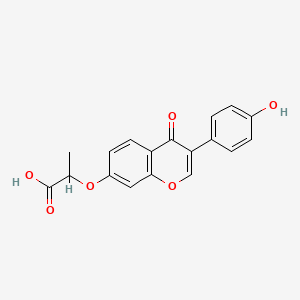 molecular formula C18H14O6 B14345705 2-((3-(4-Hydroxyphenyl)-4-oxo-4H-1-benzopyran-7-yl)oxy)propanoic acid CAS No. 99007-87-1