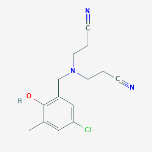 molecular formula C14H16ClN3O B14345755 3,3'-{[(5-Chloro-2-hydroxy-3-methylphenyl)methyl]azanediyl}dipropanenitrile CAS No. 92297-98-8