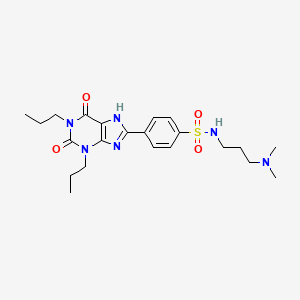 molecular formula C22H32N6O4S B14345907 Benzenesulfonamide, N-(3-(dimethylamino)propyl)-4-(2,3,6,7-tetrahydro-2,6-dioxo-1,3-dipropyl-1H-purin-8-yl)- CAS No. 96445-35-1