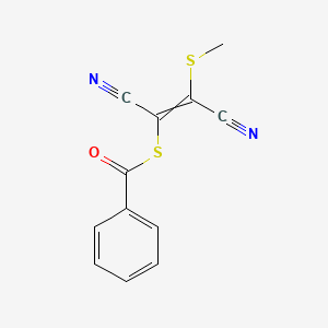 molecular formula C12H8N2OS2 B14345928 S-[1,2-Dicyano-2-(methylsulfanyl)ethenyl] benzenecarbothioate CAS No. 95296-54-1